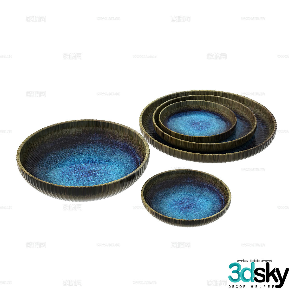 New Chinese ceramic tableware 3D model