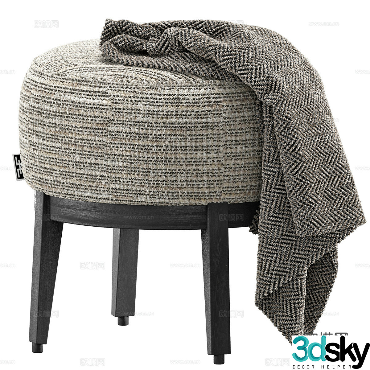 Modern Italian Eichholtz Jarrett stool 3D model