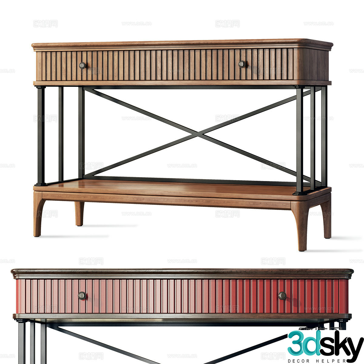 Middle-aged side cabinet end viewing platform case entrance desk decorative cabinet dressing cabinet wooden cabinet 3D model