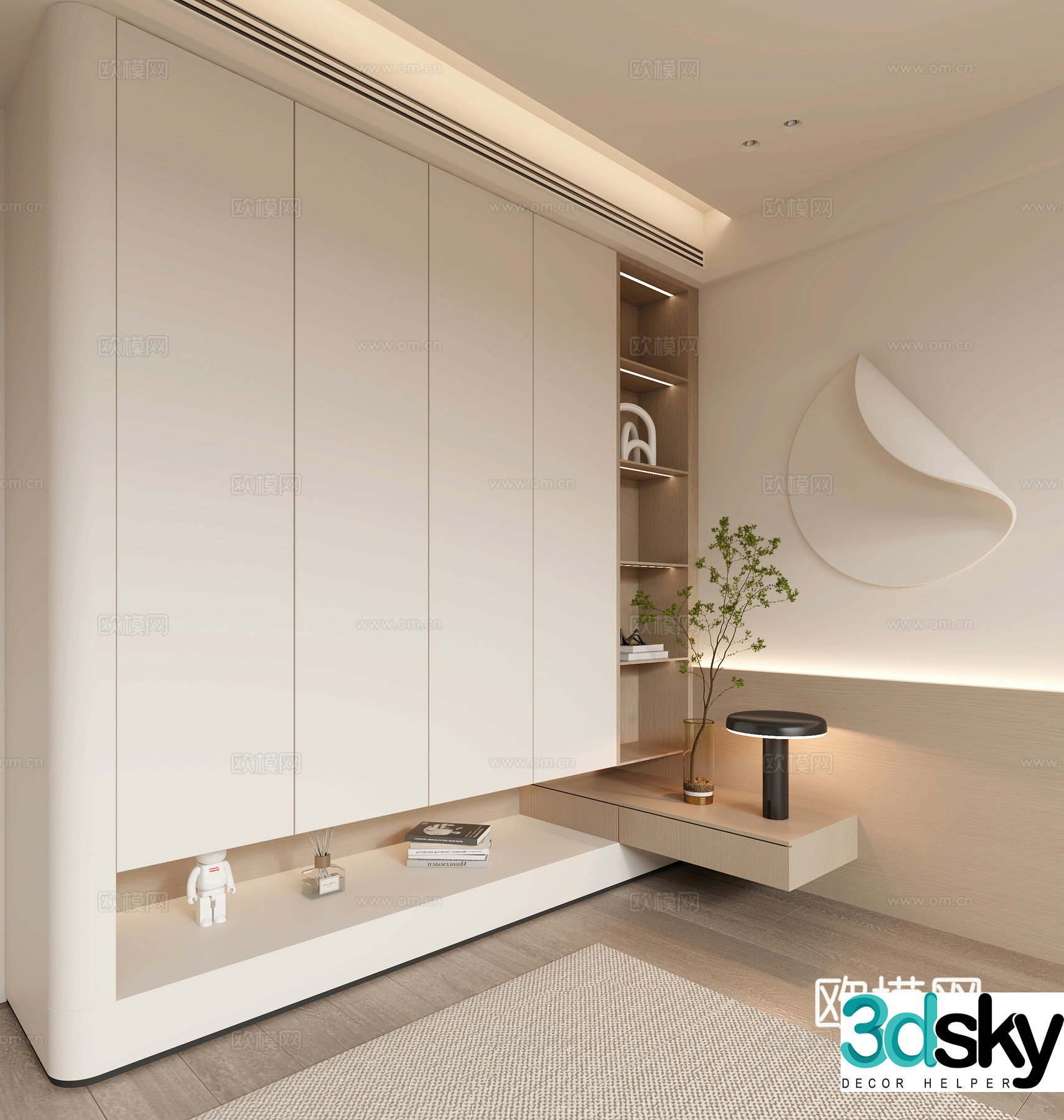 Cream trench wardrobe 3d model