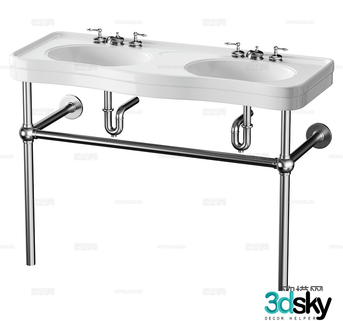 Simple European hand sink Simple hand sink Double basin wash basin top basin outdoor hand sink 3D model