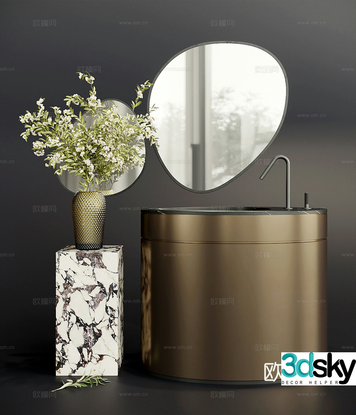 Mirror Sink Vase Ornament 3D Model