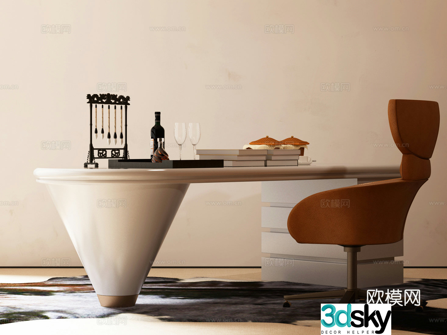 Modern desk and chair Modern desk and chair combination 3D model