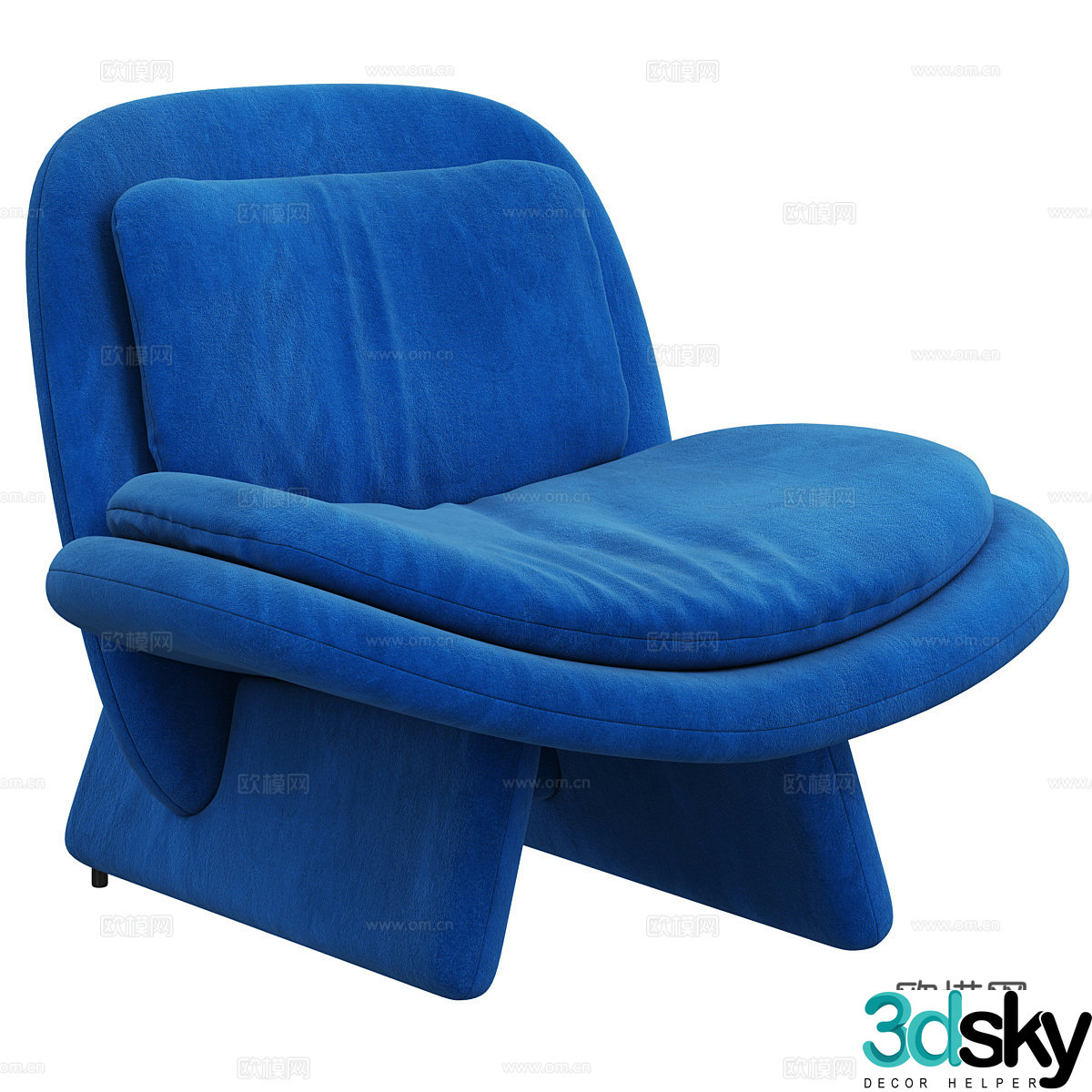 Fabric single sofa Blue single sofa Fabric casual chair Fabric single chair Fabric backrest chair 3D model