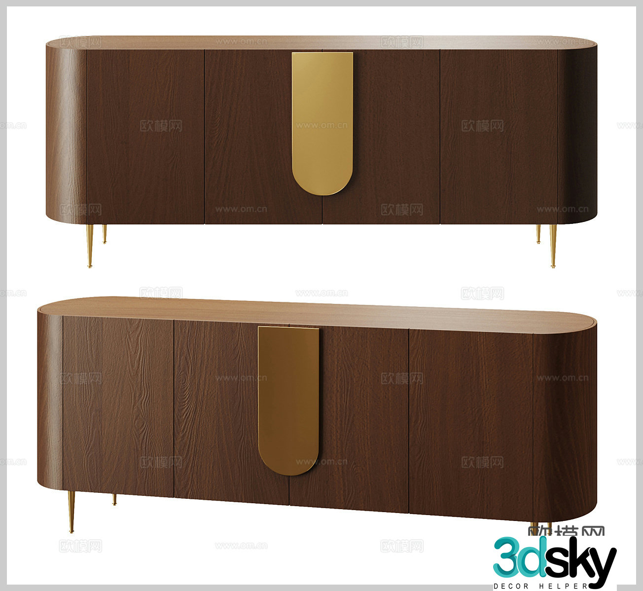 Medium-old sideboard Medium-old sideboard Solid wood sideboard B&B sideboard Low cabinet Decorative cabinet Storage 3D model