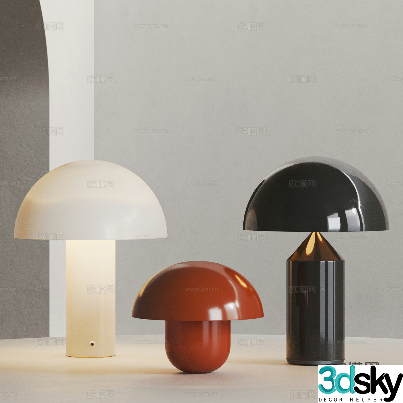 Modern desk lamp combination 3D model