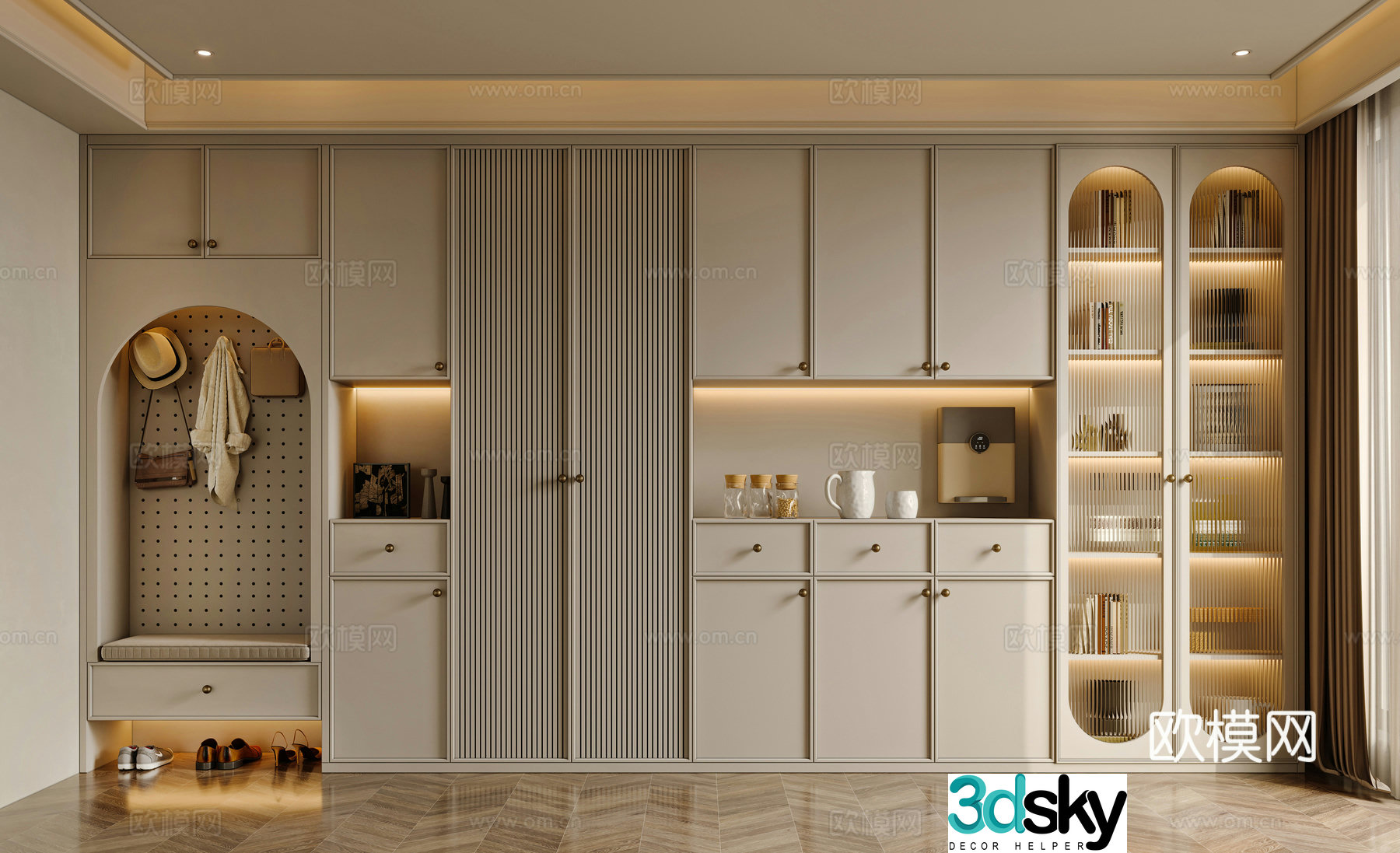 French shoe cabinet sideboard 3D model