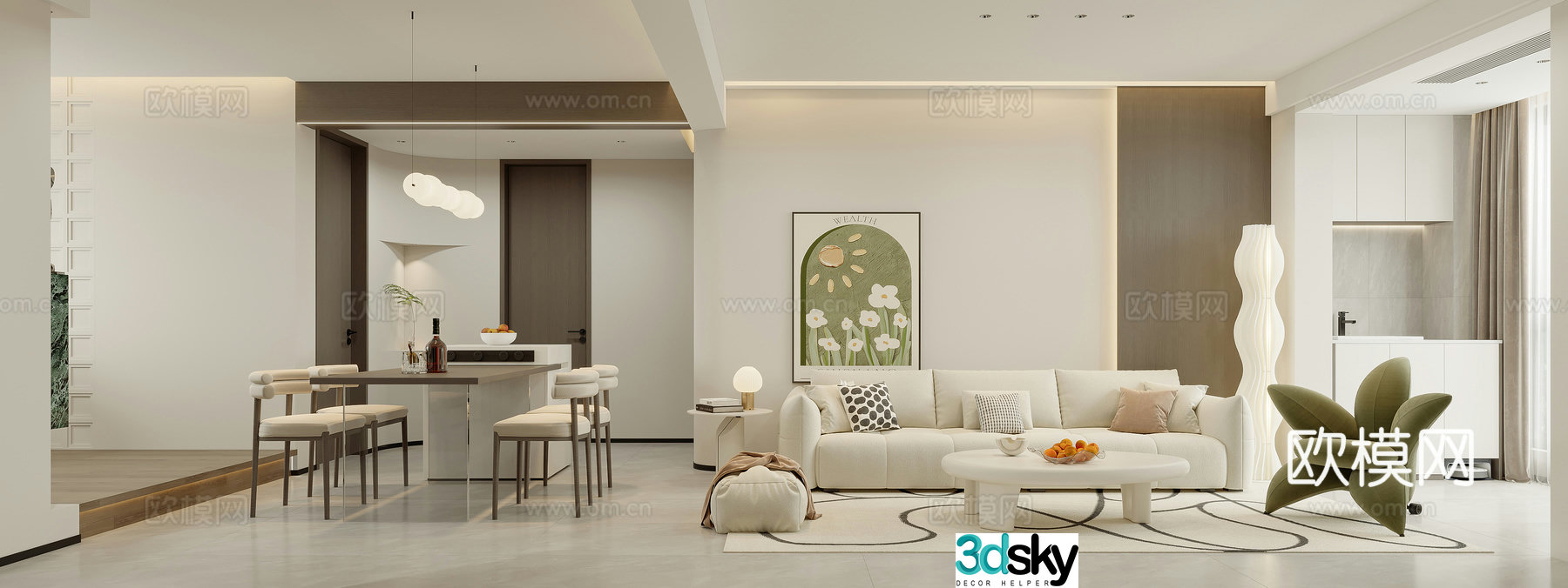 Creamy Style Restaurant 3D Model