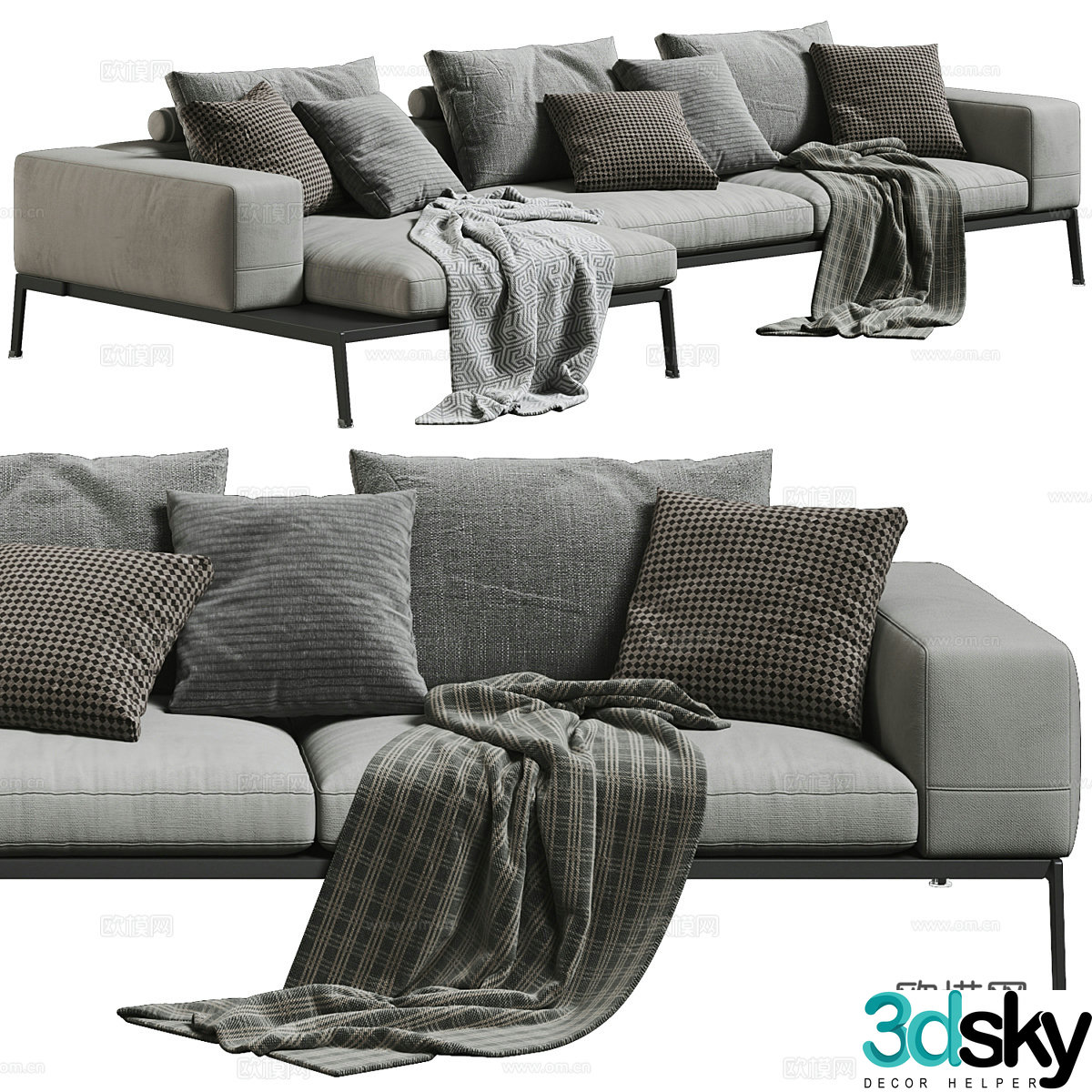 Fabric sofa right angle sofa multi-person sofa casual sofa living room sofa office sofa 3D model