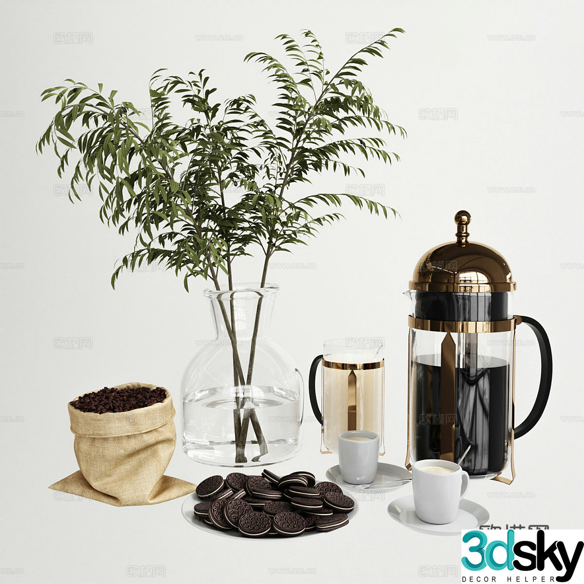 Coffee table decoration 3d model