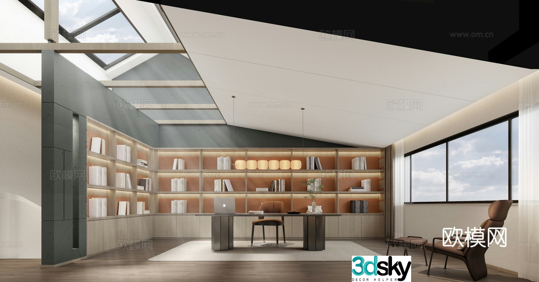 Modern study loft 3d model