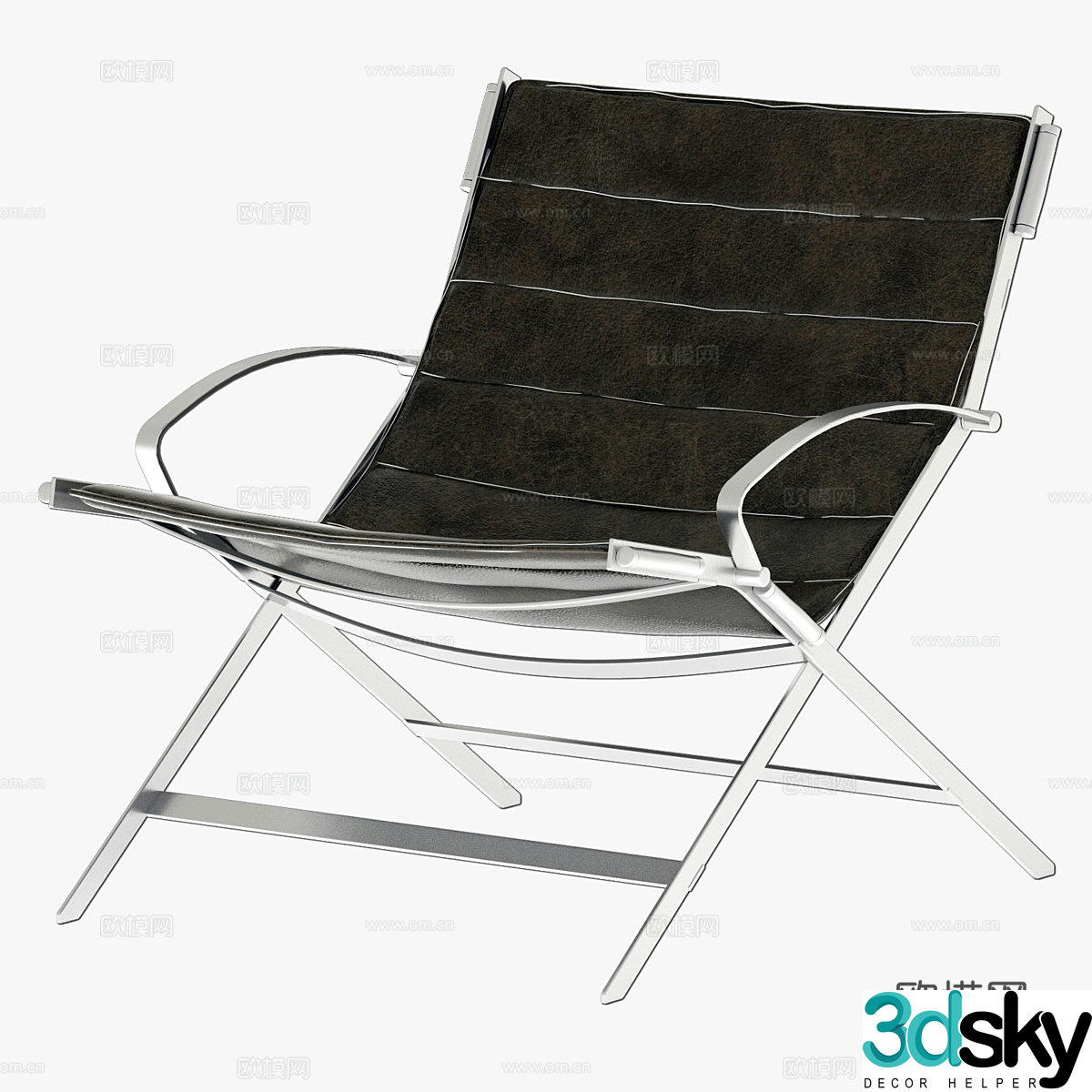 Outdoor leisure chair courtyard leisure chair metal leisure chair leather leisure chair backrest chair recliner 3d model