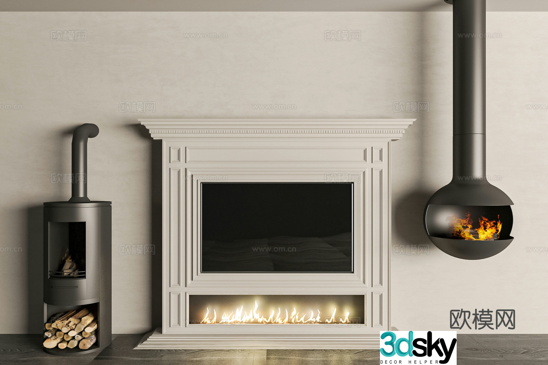 Modern minimalist fireplace wood stove electronic fireplace side stove stove 3d model