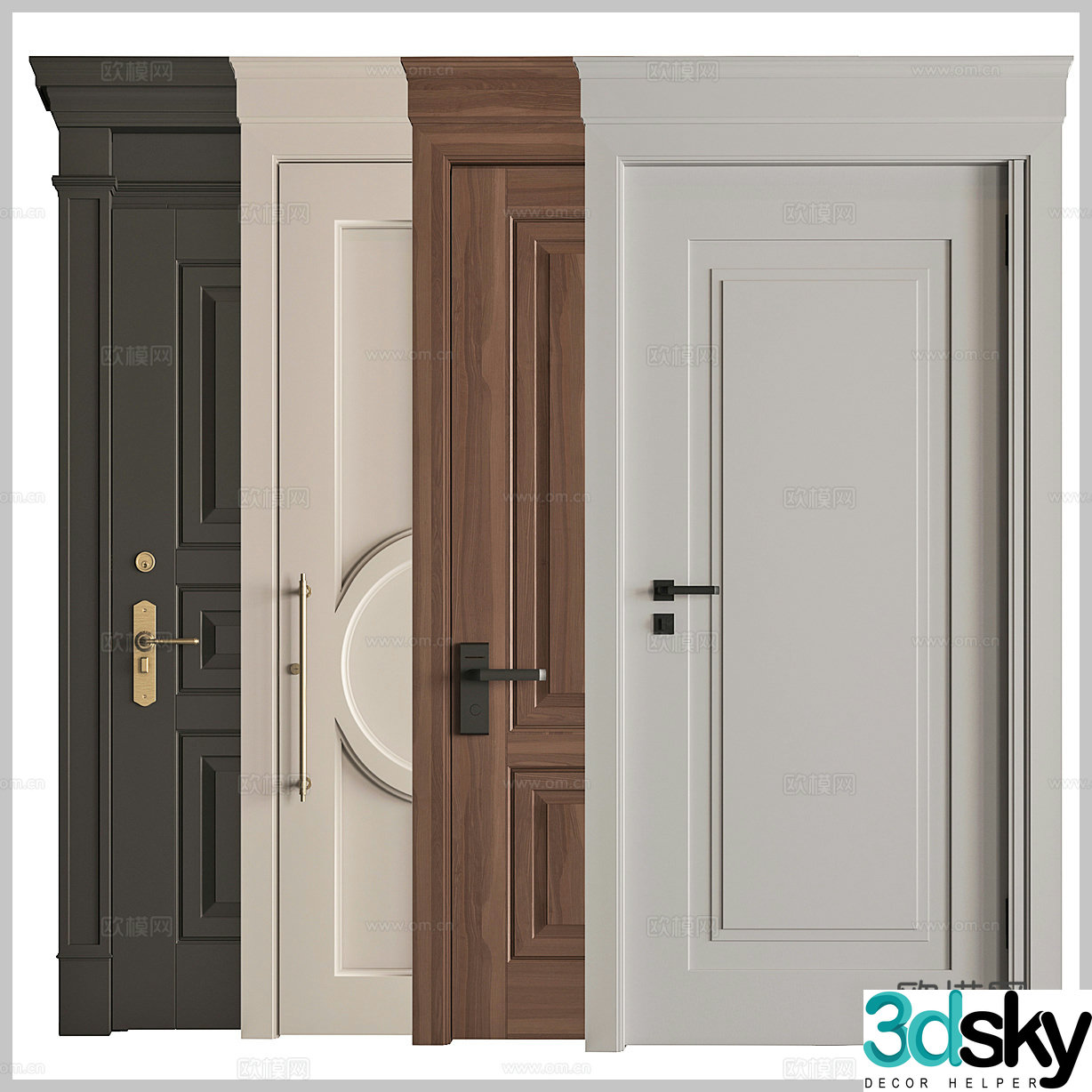 French single-open door door bedroom door retro door classical door wooden door entry door 3d model