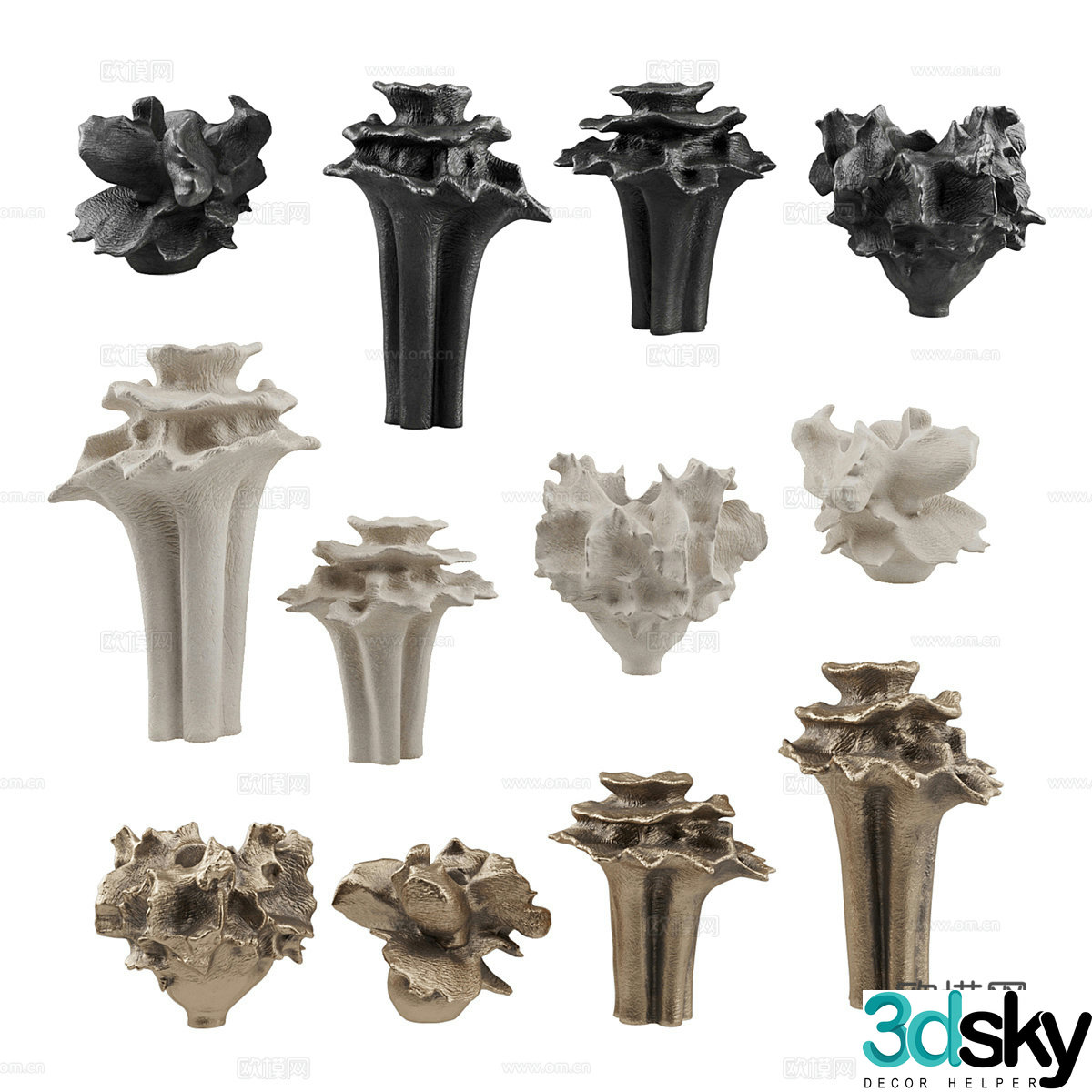 New Chinese coral art sculpture vase 3d model