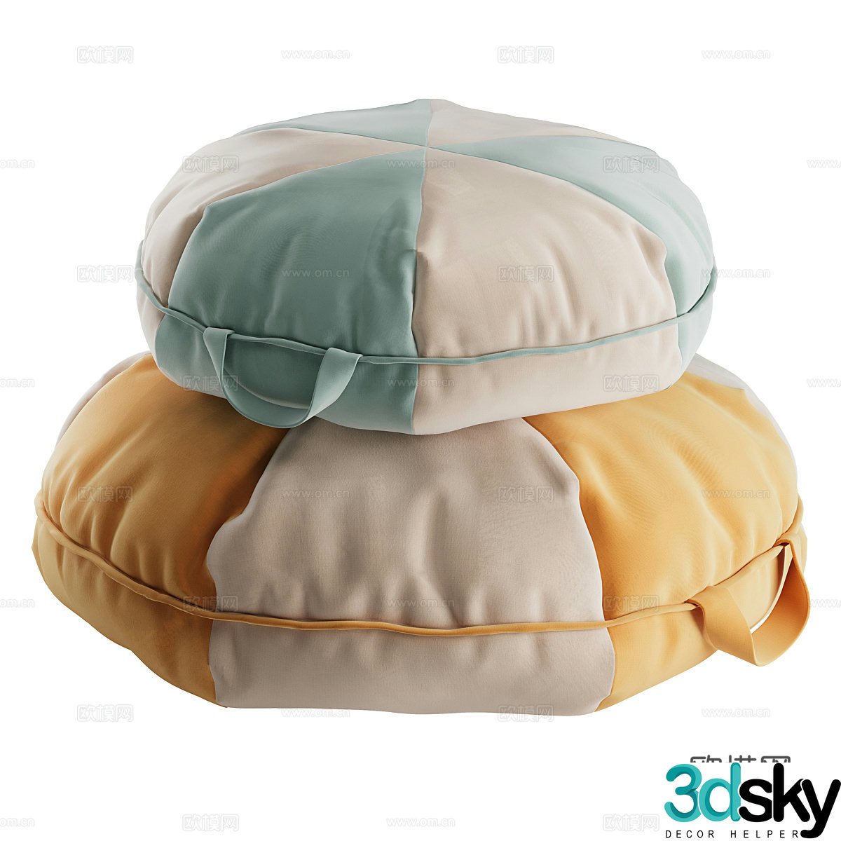 Modern cream style biscuit bean bag pillow 3d model