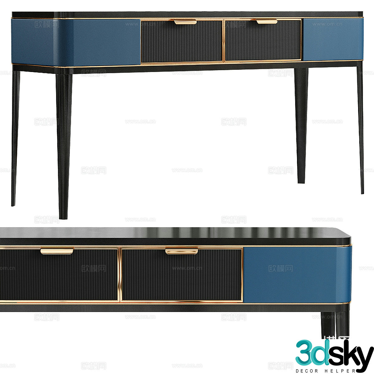 New Chinese style light luxury desk 3D model
