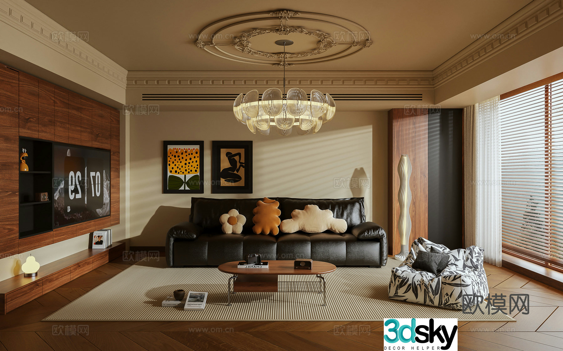Retro living room 3d model