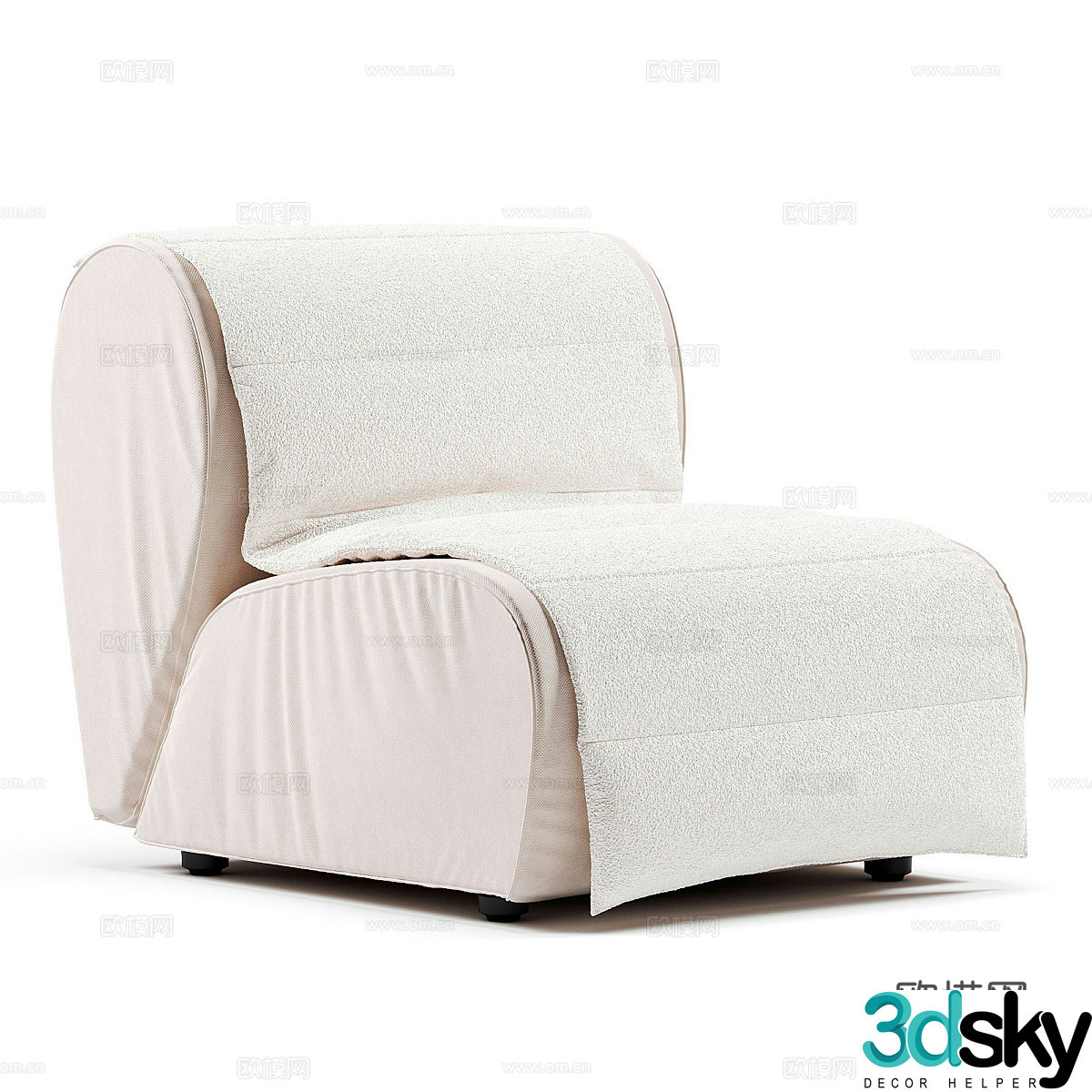 Modern Cream Style Flora Flou Casual Sofa 3D Model