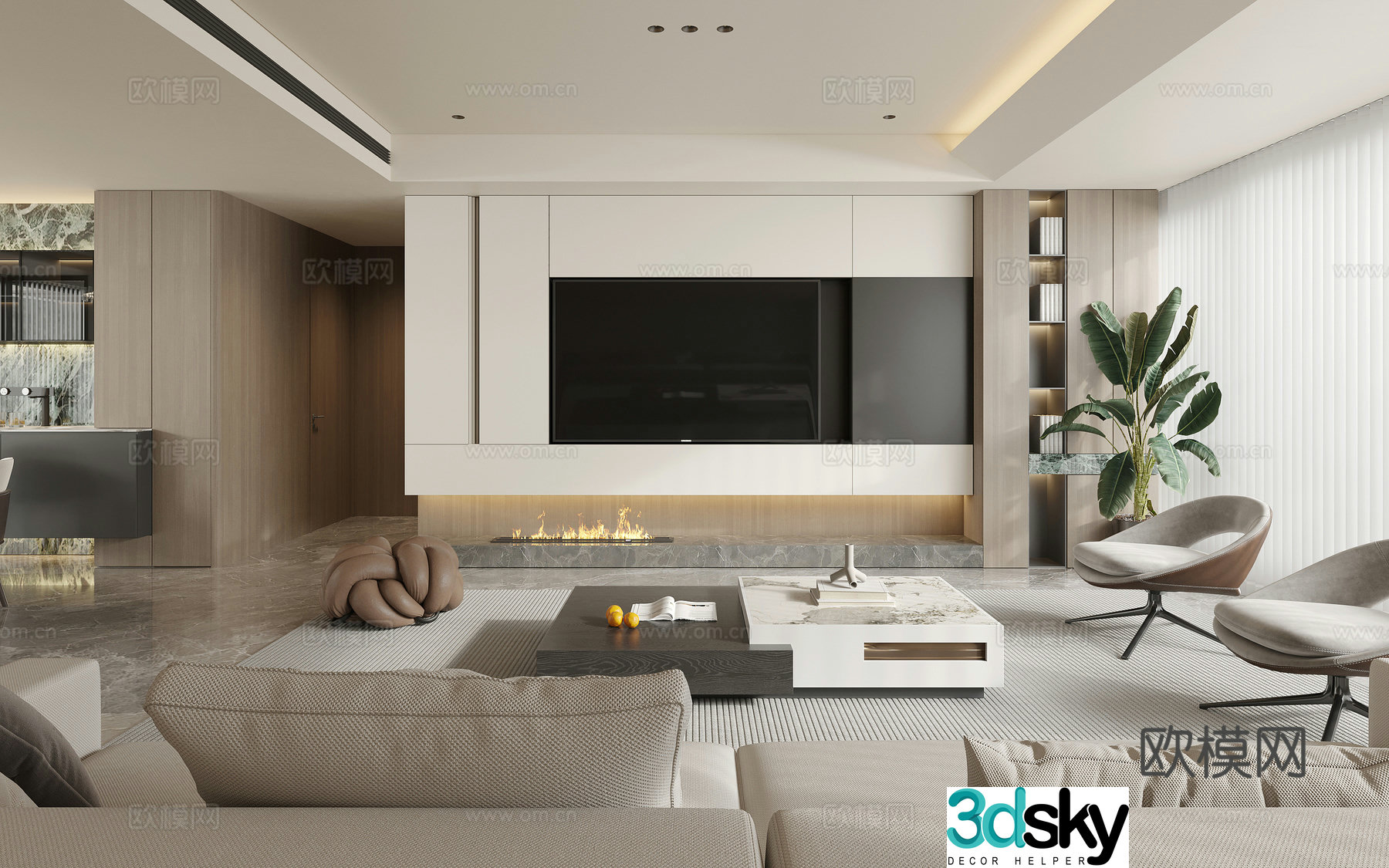 Living room sofa dream curtain 3d model