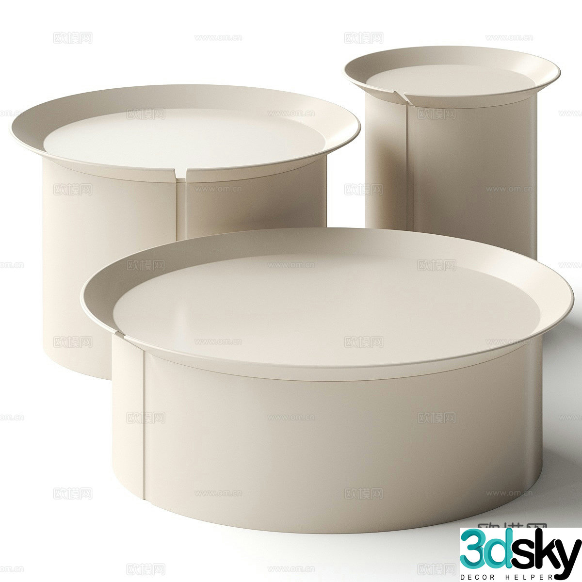 Italian cream style Gervasoni Brise coffee table 3D model
