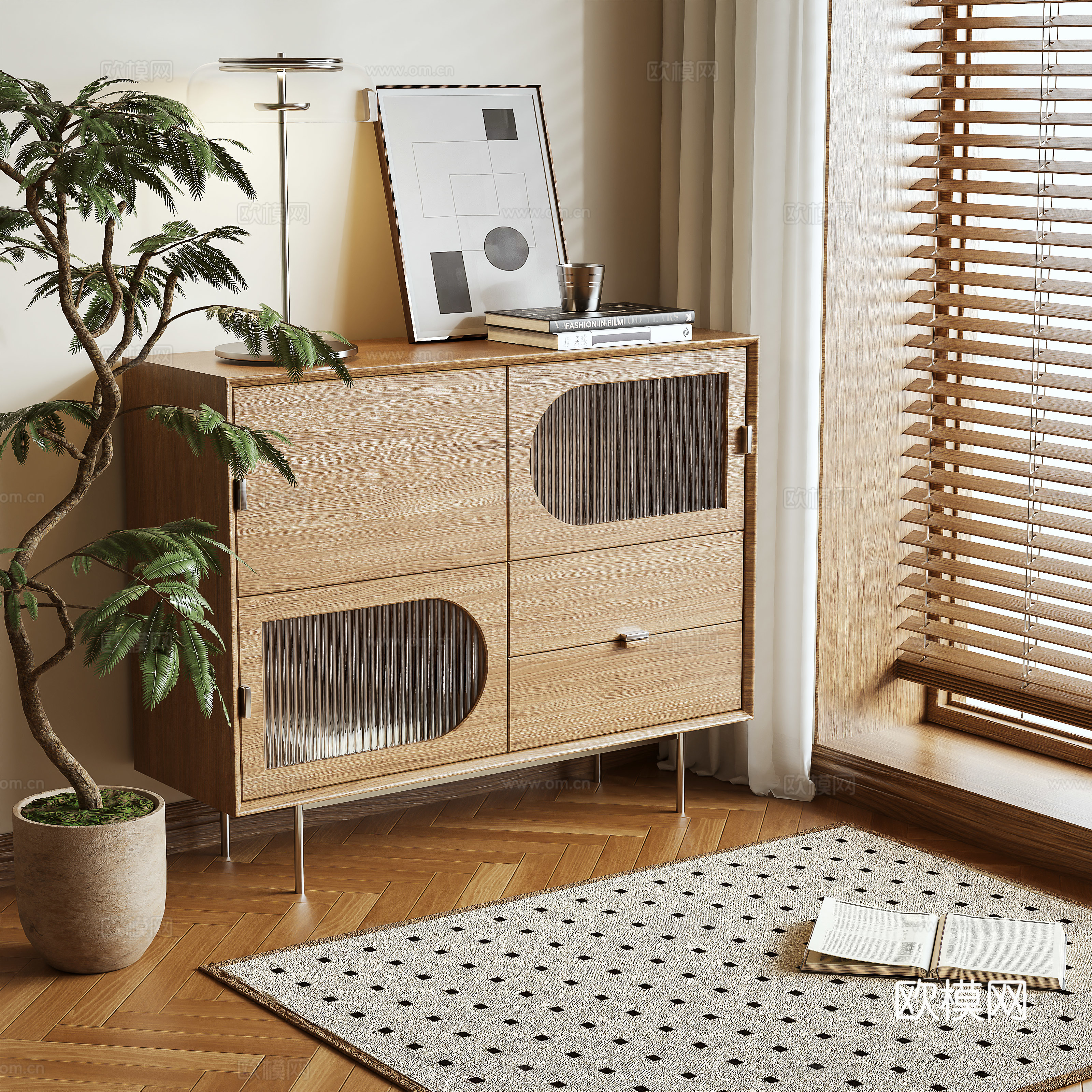 Log wind side cabinet 3d model