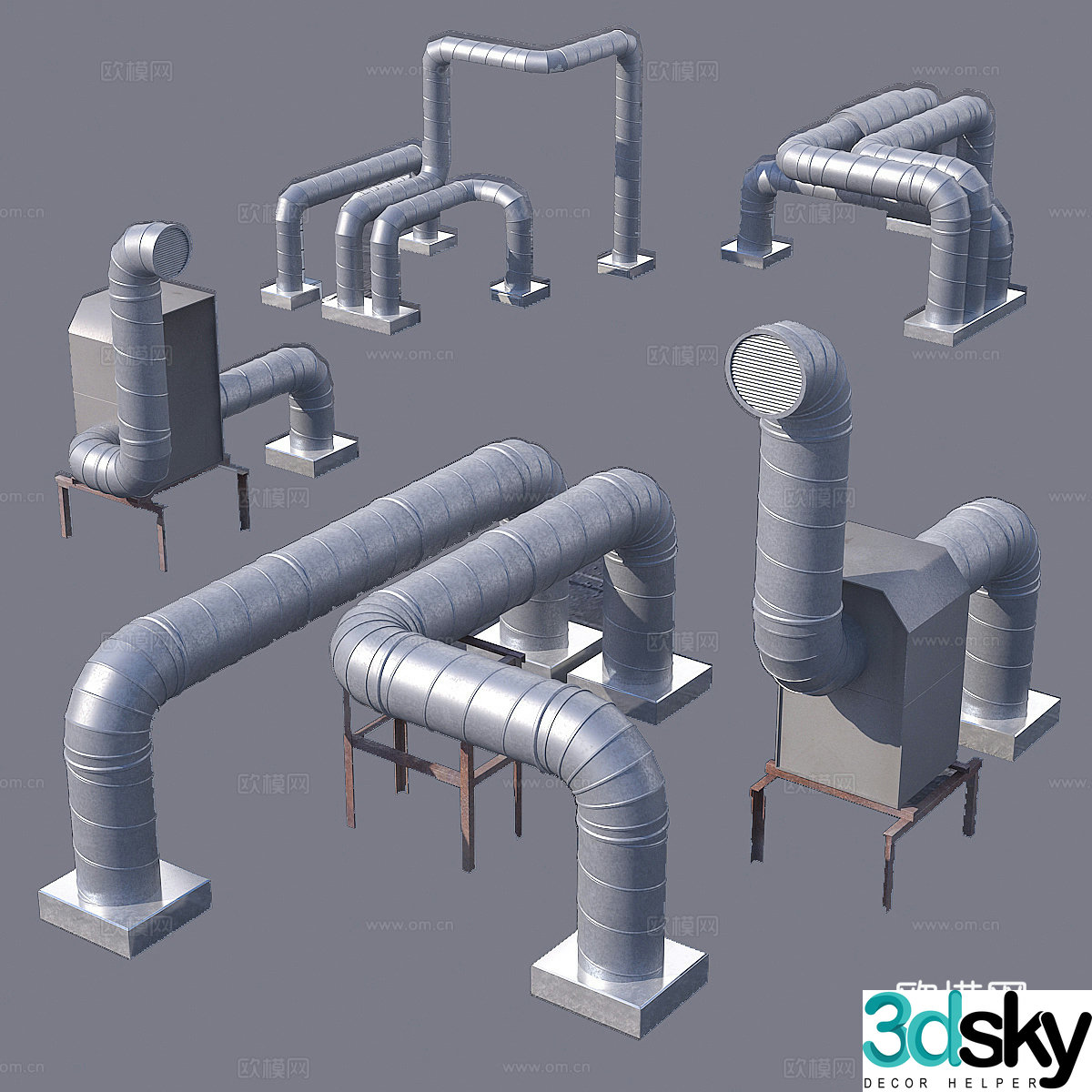 Modern pipeline Water pipe Ceiling pipeline Smoke exhaust pipeline Drainage pipeline Industrial pipeline 3D model