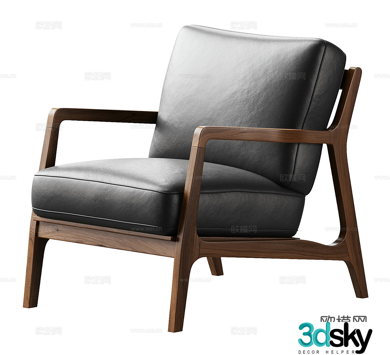 Medium-old leisure chair Medium-old single chair Leather leisure chair Leather single sofa Leather single chair Civil 3D model