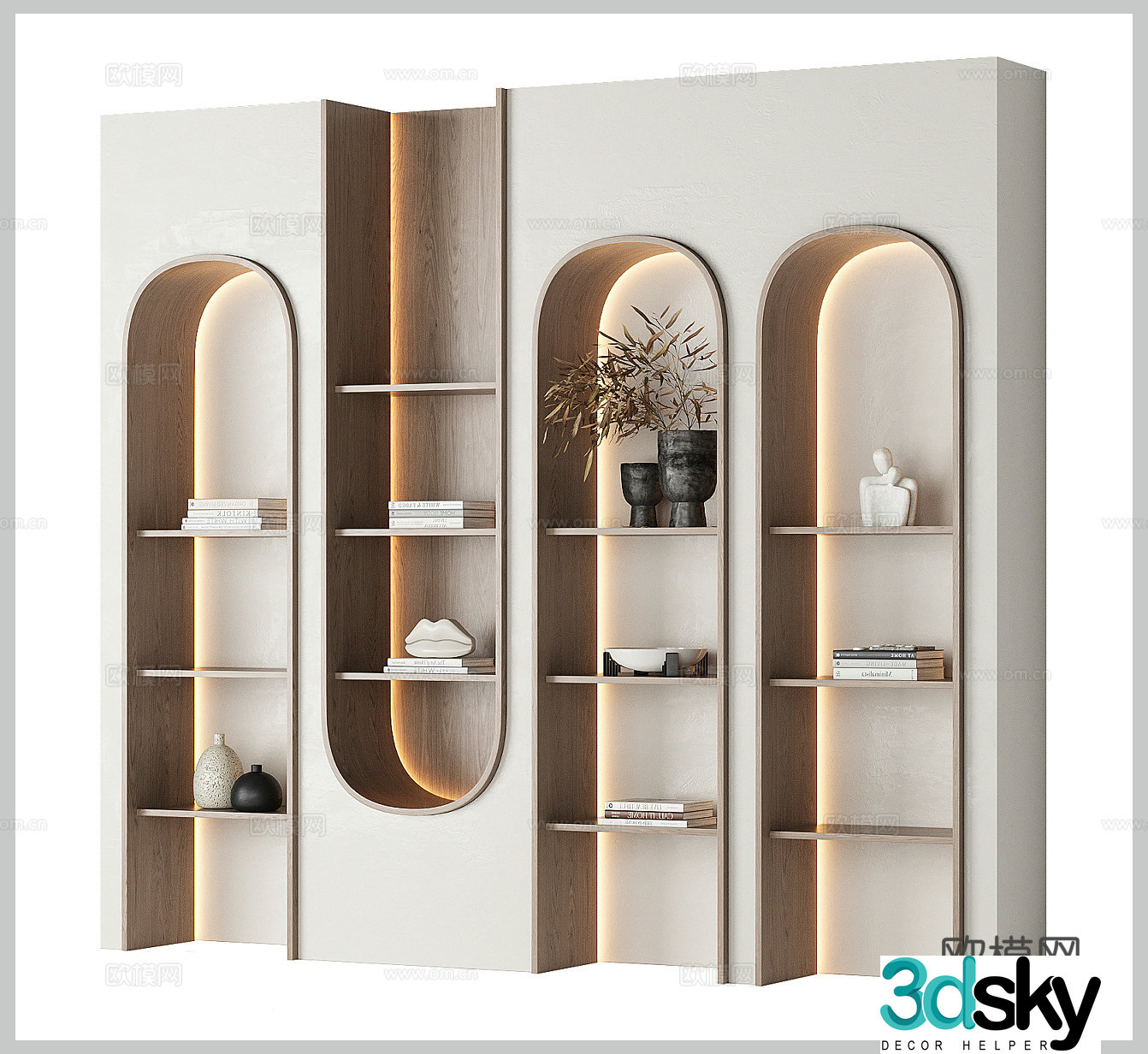 Light luxury bookcase Showcase Decorative cabinet Showcase Showcase Showcase Ornaments Decorative cabinet Ornaments Book 3D Model