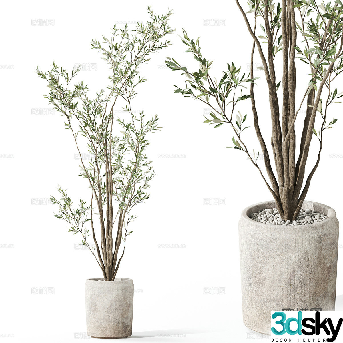 New Chinese style wabi sabi pot plant 3D model