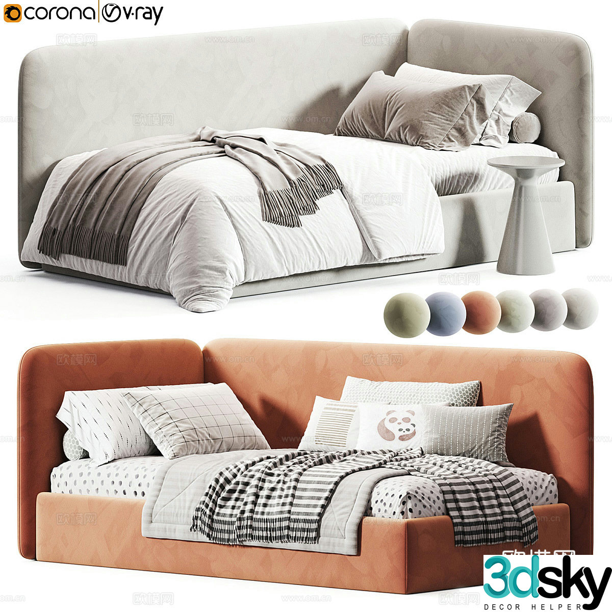 Fabric children’s bed single bed child bed boy bed girl bed daughter bed pillow bed 3d model