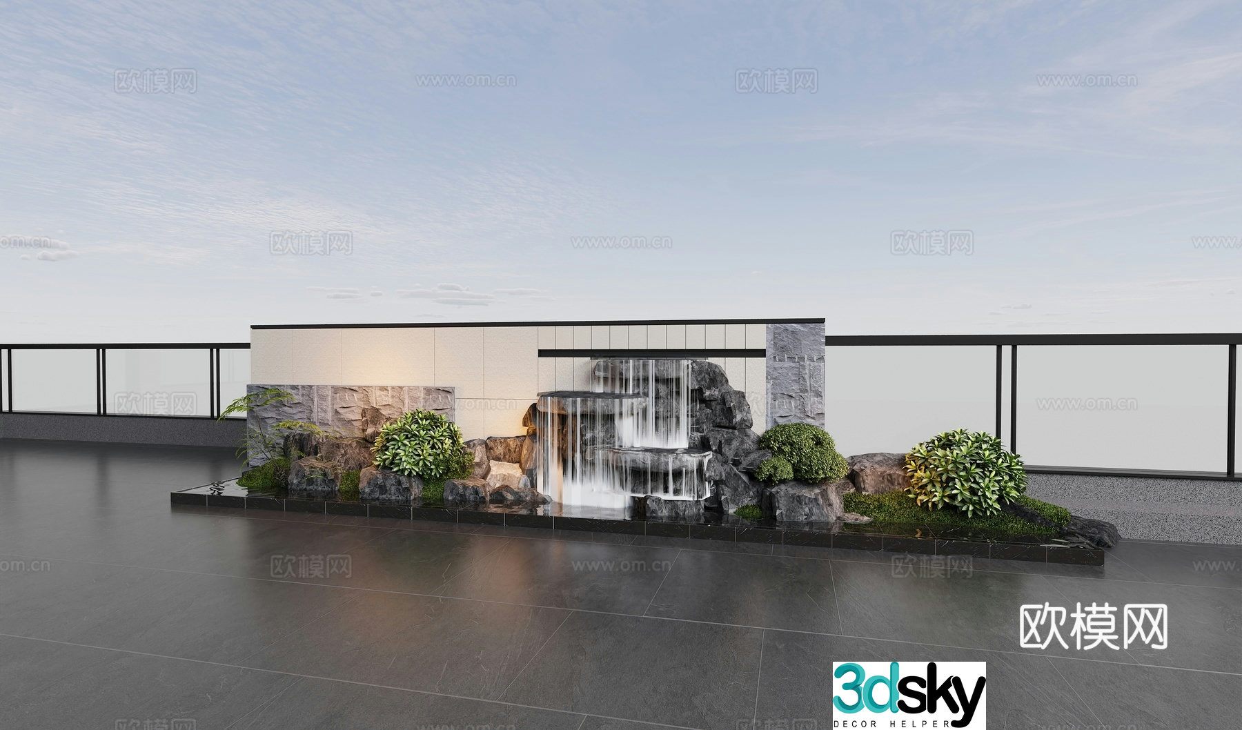 Modern living roof garden 3d model