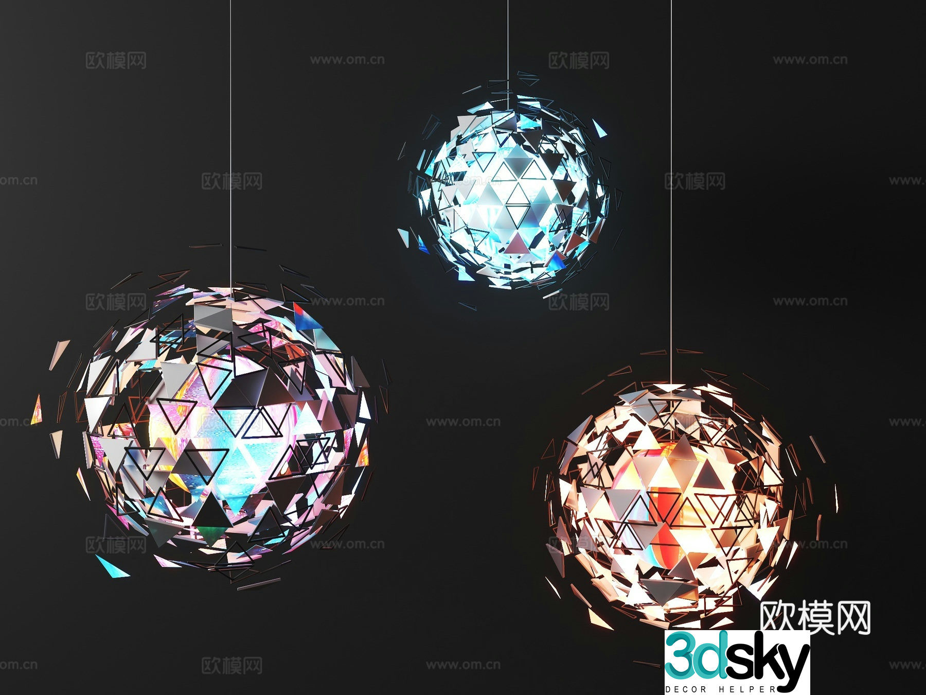 Technology chandelier Atmosphere chandelier Bar chandelier Stage lamp Spherical sculpture Technology 3D model