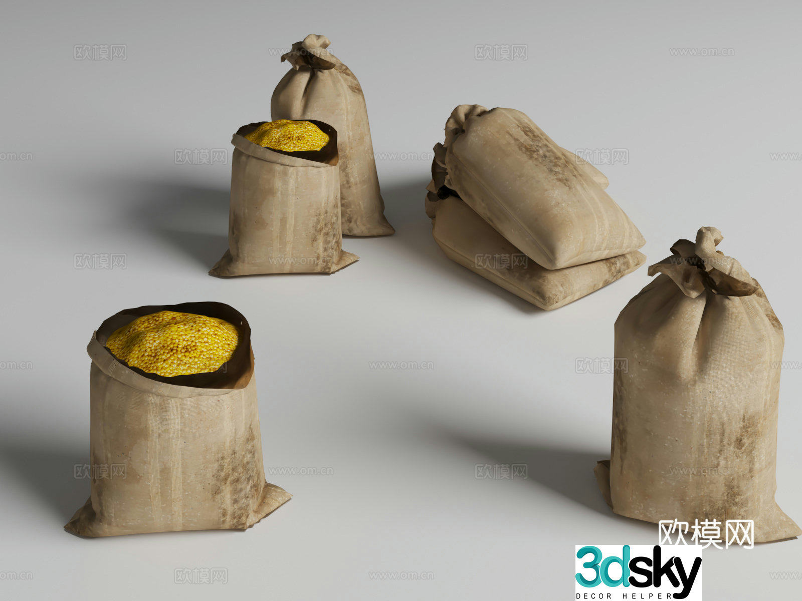 Grain bags sacks ancient military rations ancient grains 3D model
