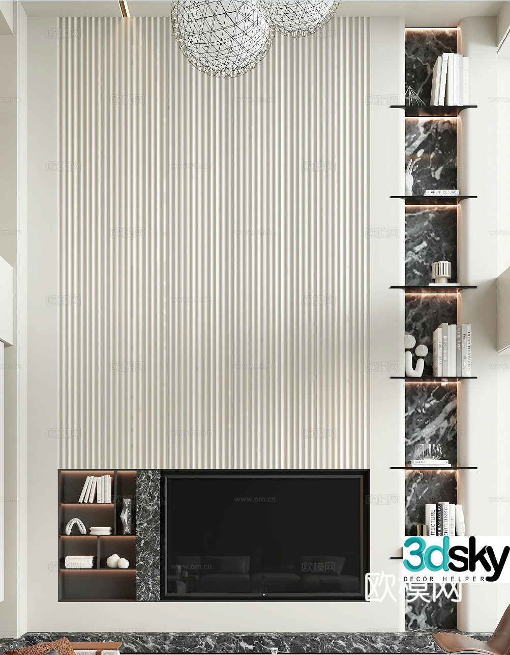 Modern TV background wall 3d model