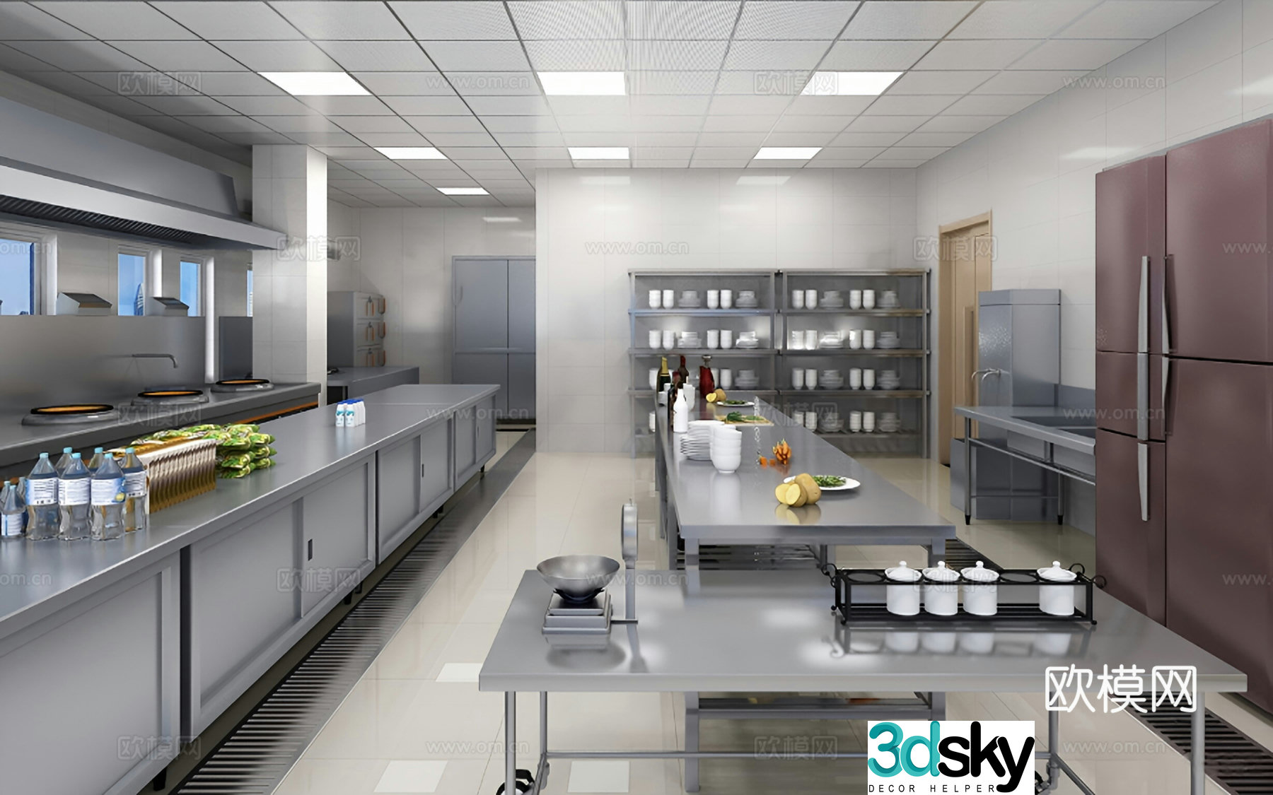Modern simple kitchen Modern kitchen Hotel kitchen Hotel kitchen School canteen 3D model