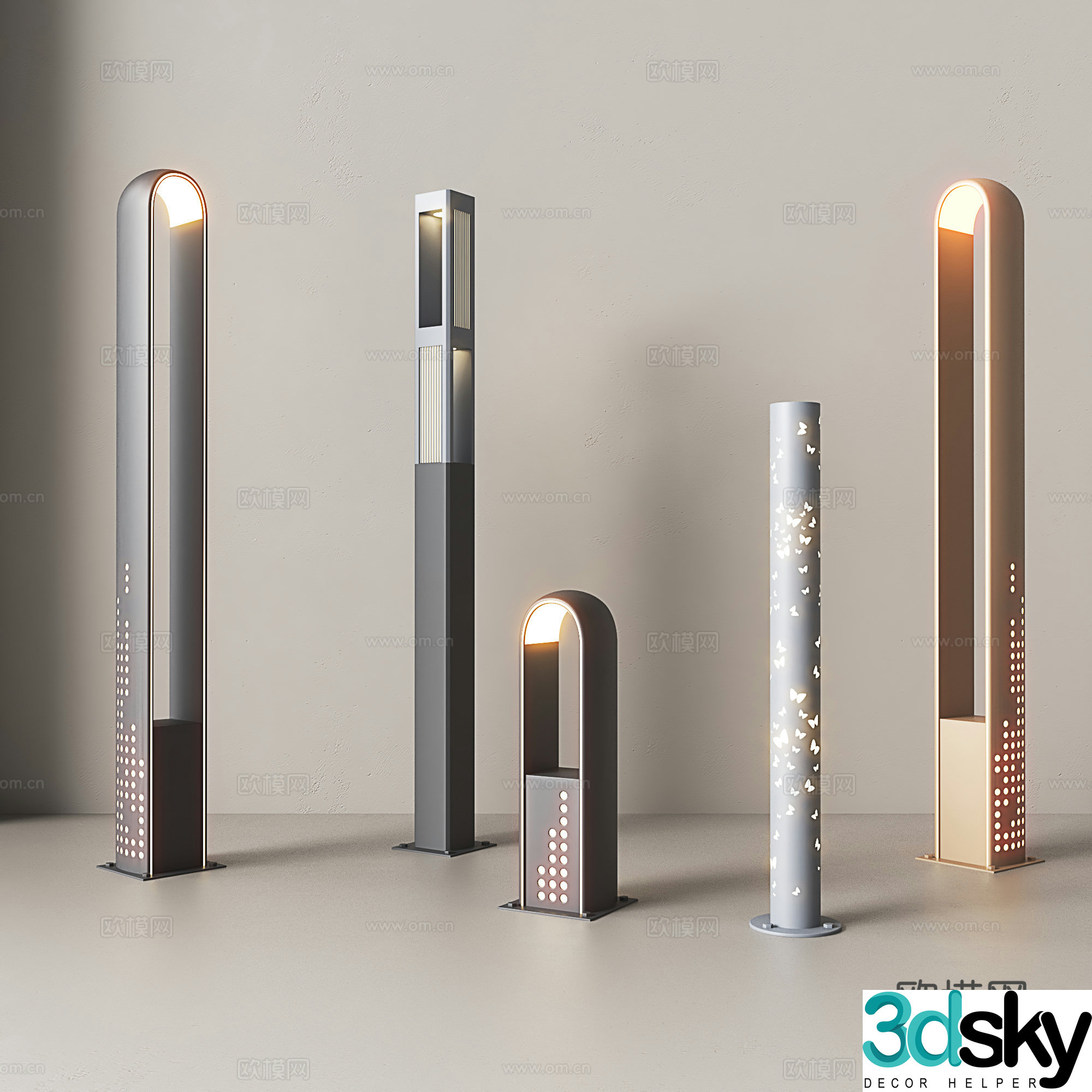 Outdoor lawn lights garden lights street lights 3d model