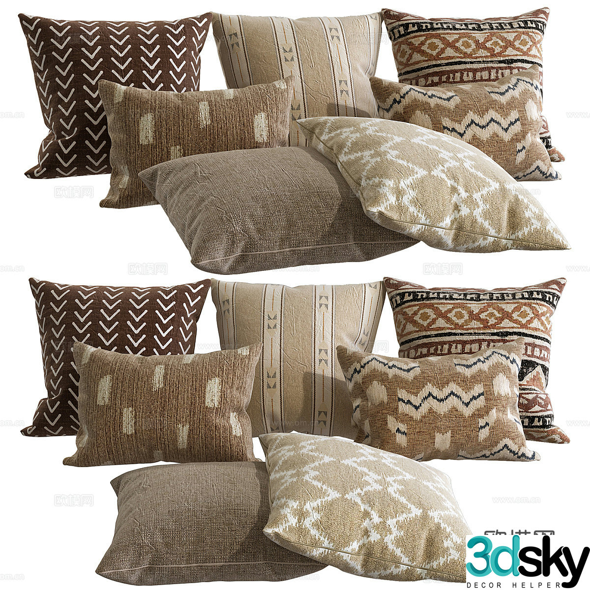 New Chinese style pillow 3D model