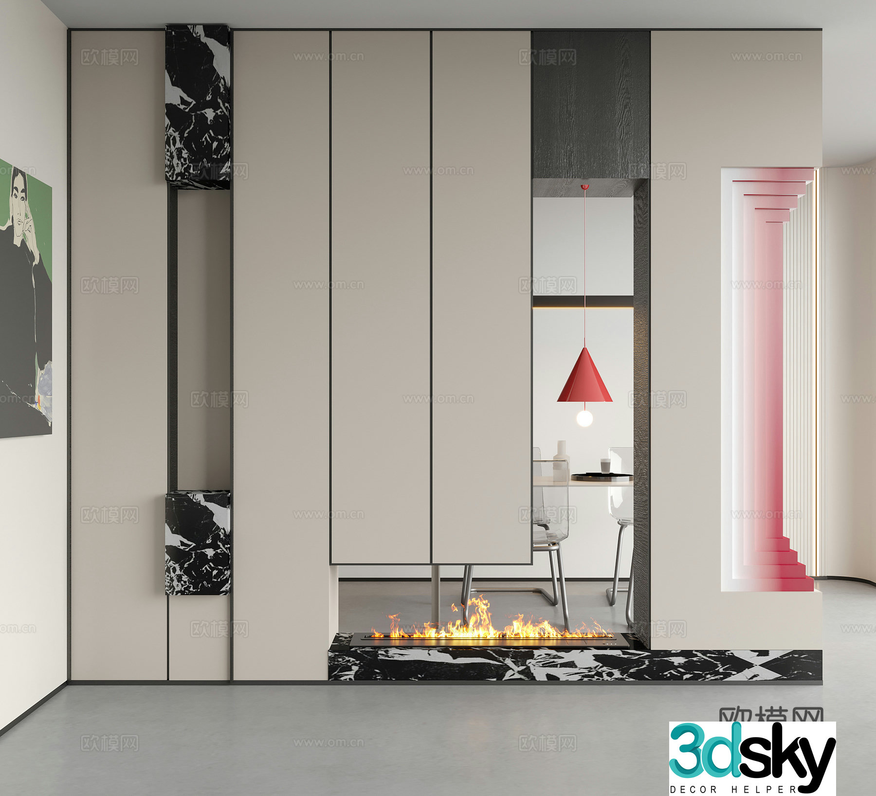 Modern decorative entrance door entrance entrance door door partition 3D model