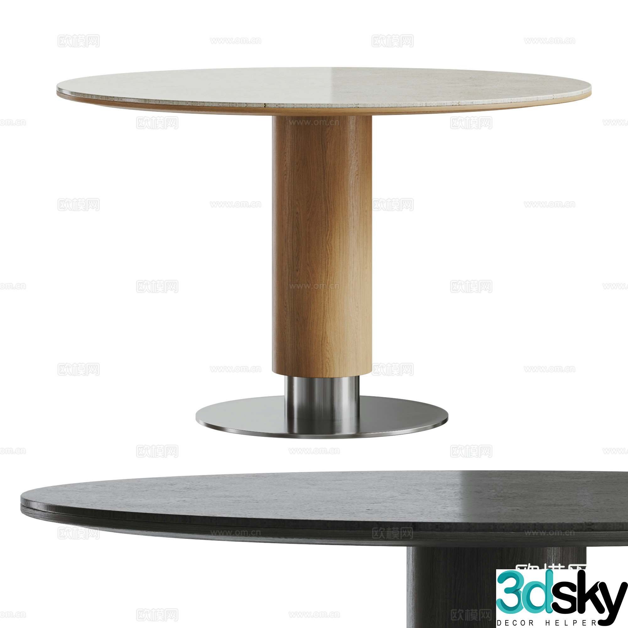 Nordic dining table combination solid wood dining table round dining table UFO dining table I-shaped dining table 3D model