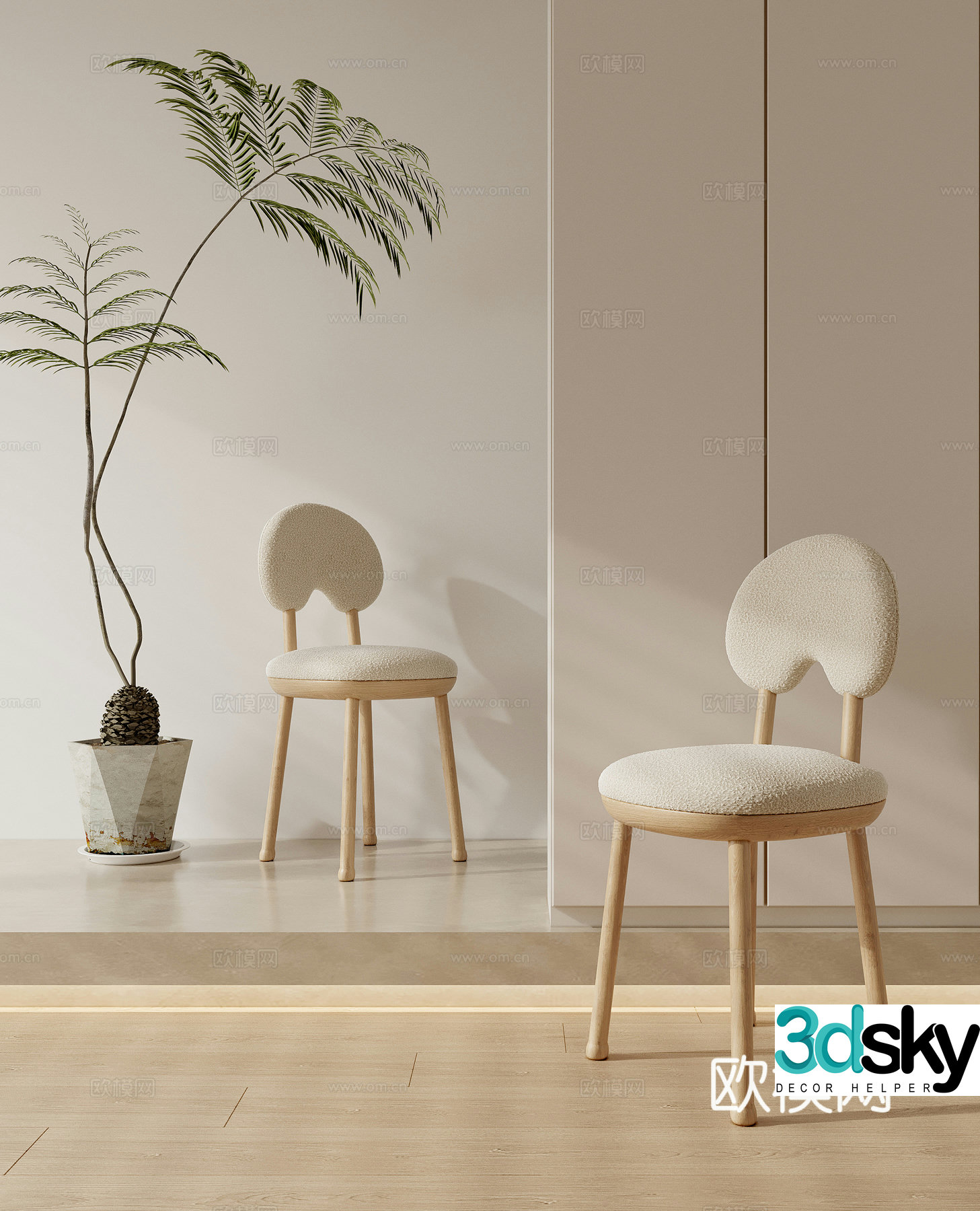 Dining chair single chair 3d model