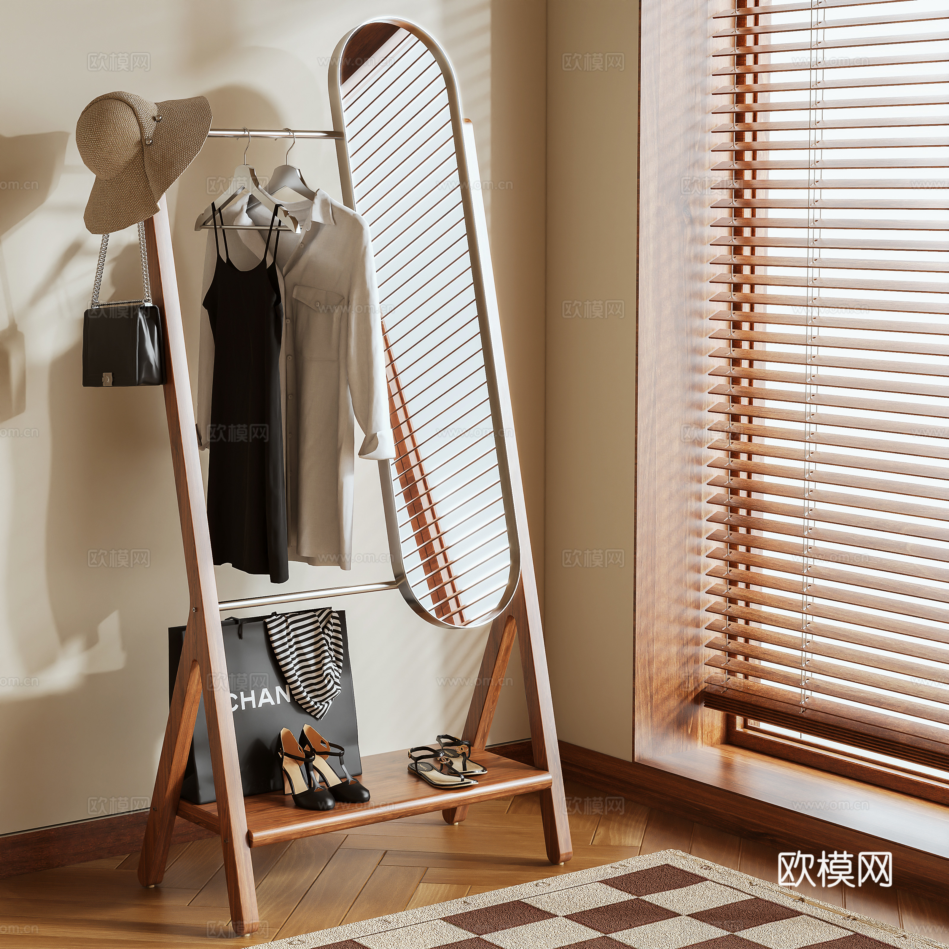 Log wind hanger coat rack 3d model