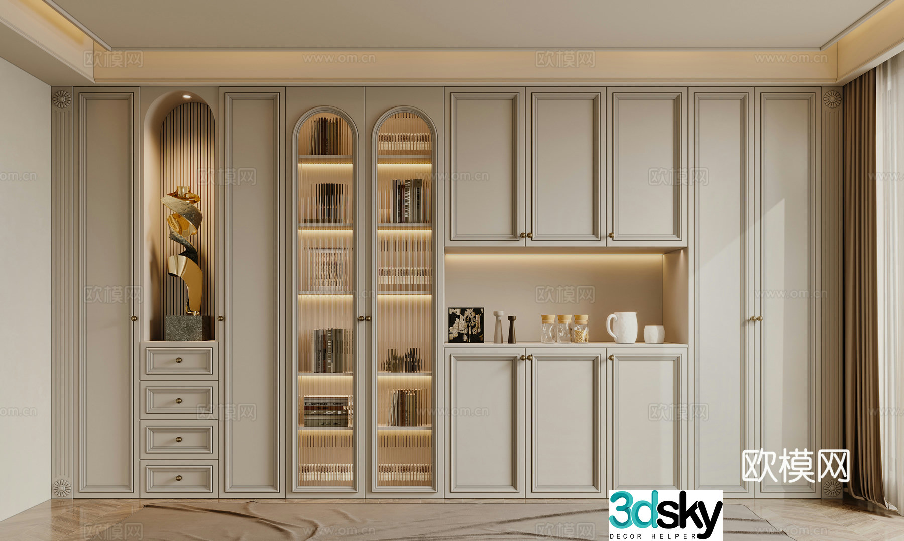 French wine cabinet sideboard 3D model