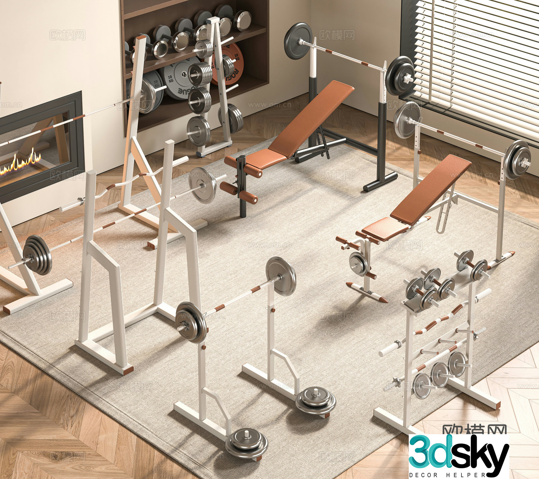 Modern fitness equipment 3d model