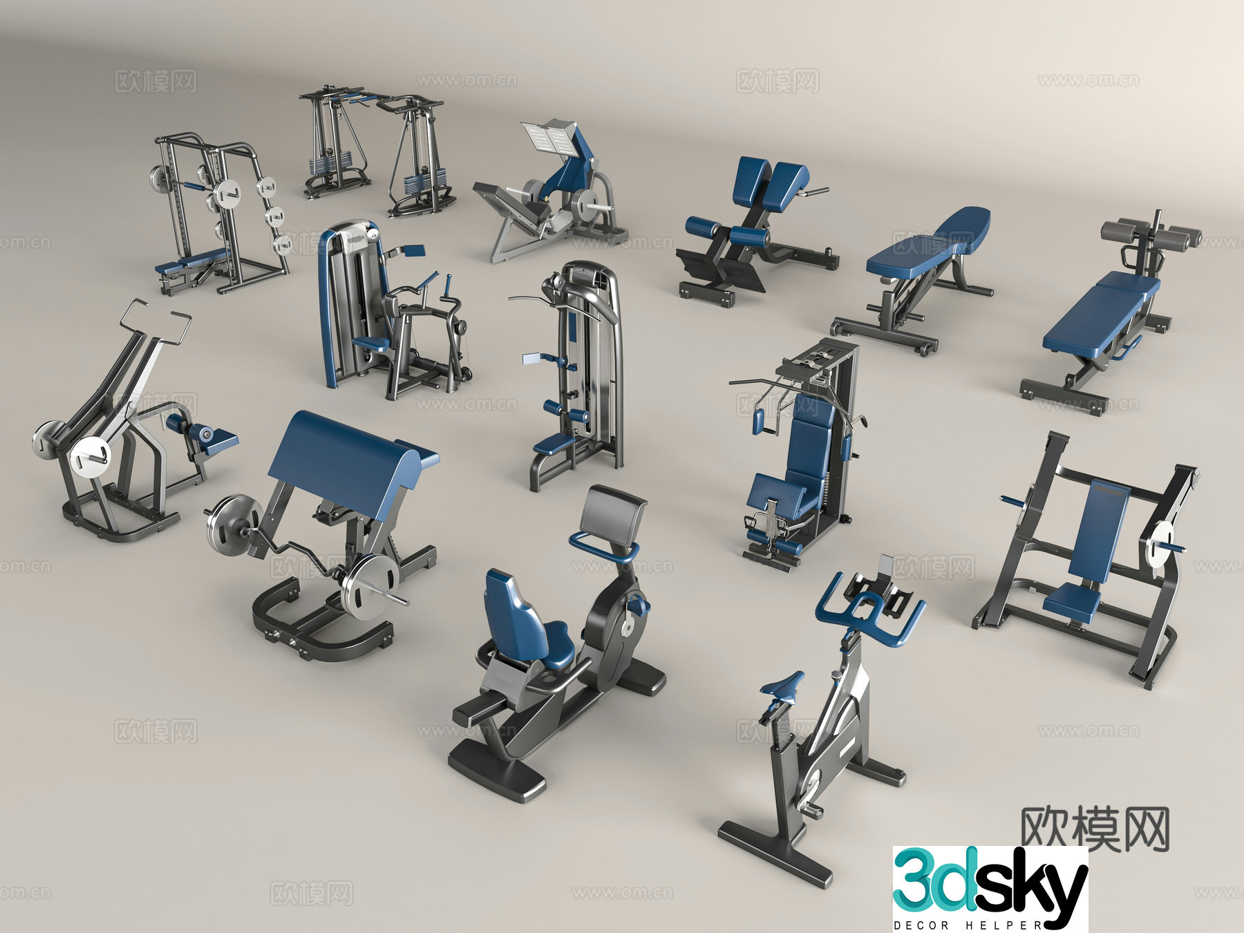 Modern fitness equipment 3d model