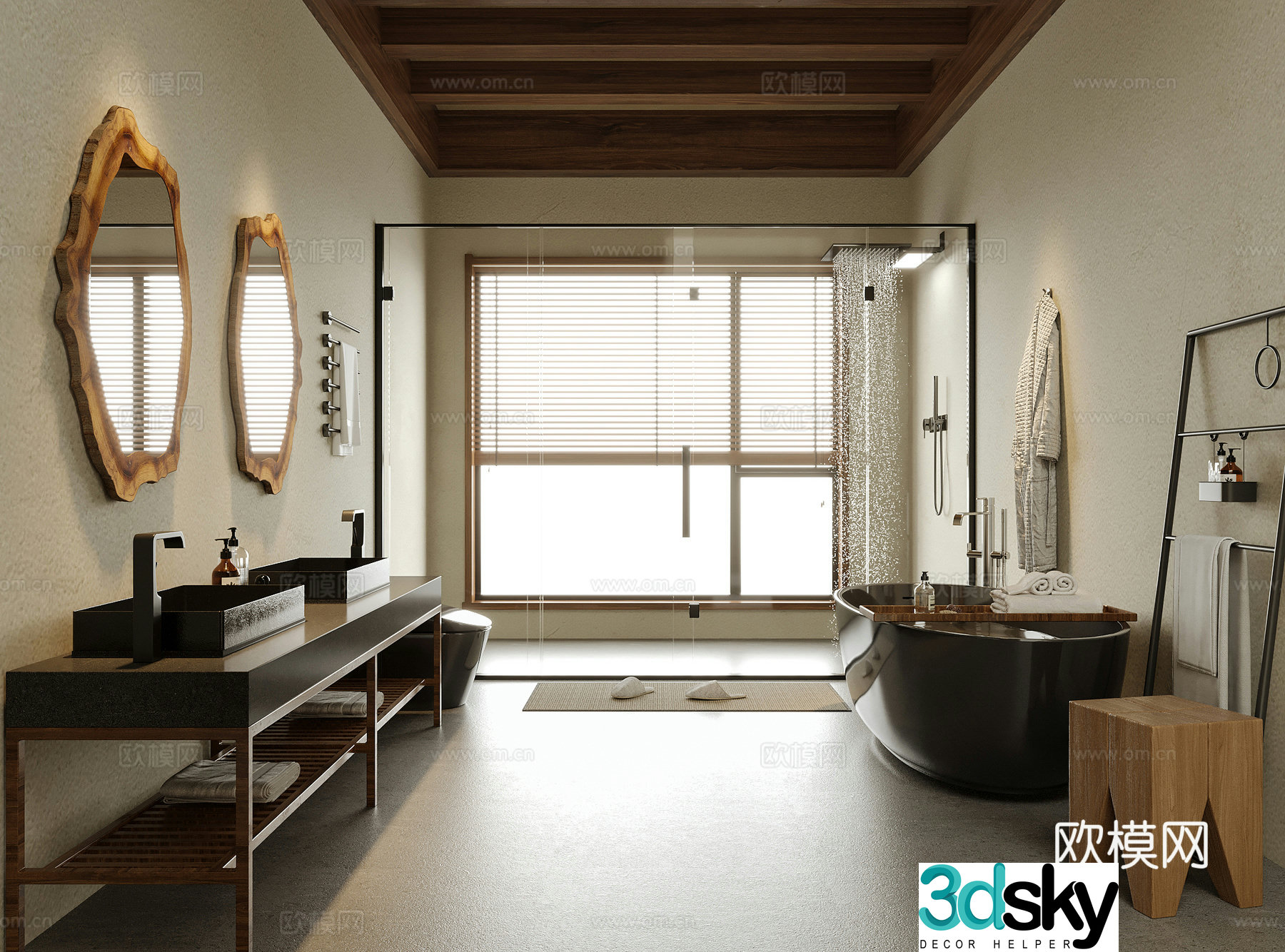 Modern B&B Bathroom Hotel Bathroom Washing Terminal Bathtub 3D Model