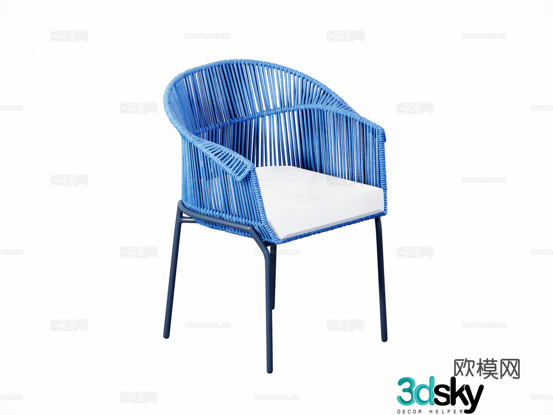 Modern rope braid metal dining chair single chair outdoor chair garden chair combination 3d model