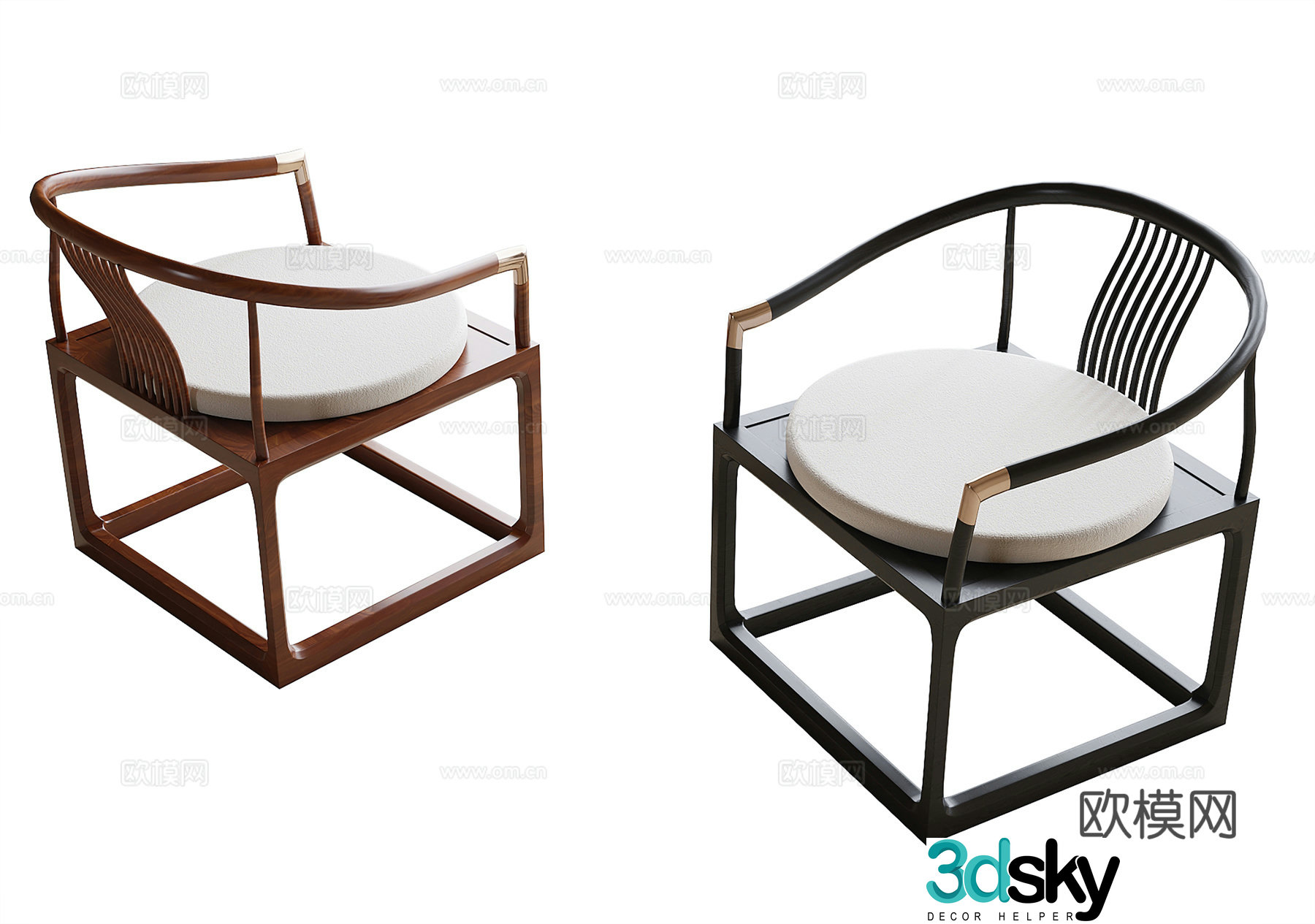 New Chinese style single chair tea chair dining chair book chair 3d model