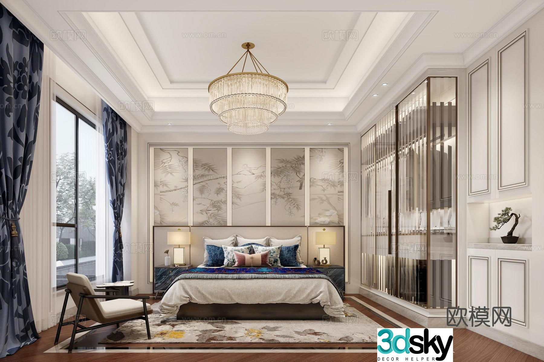 New Chinese style elderly room 3D model