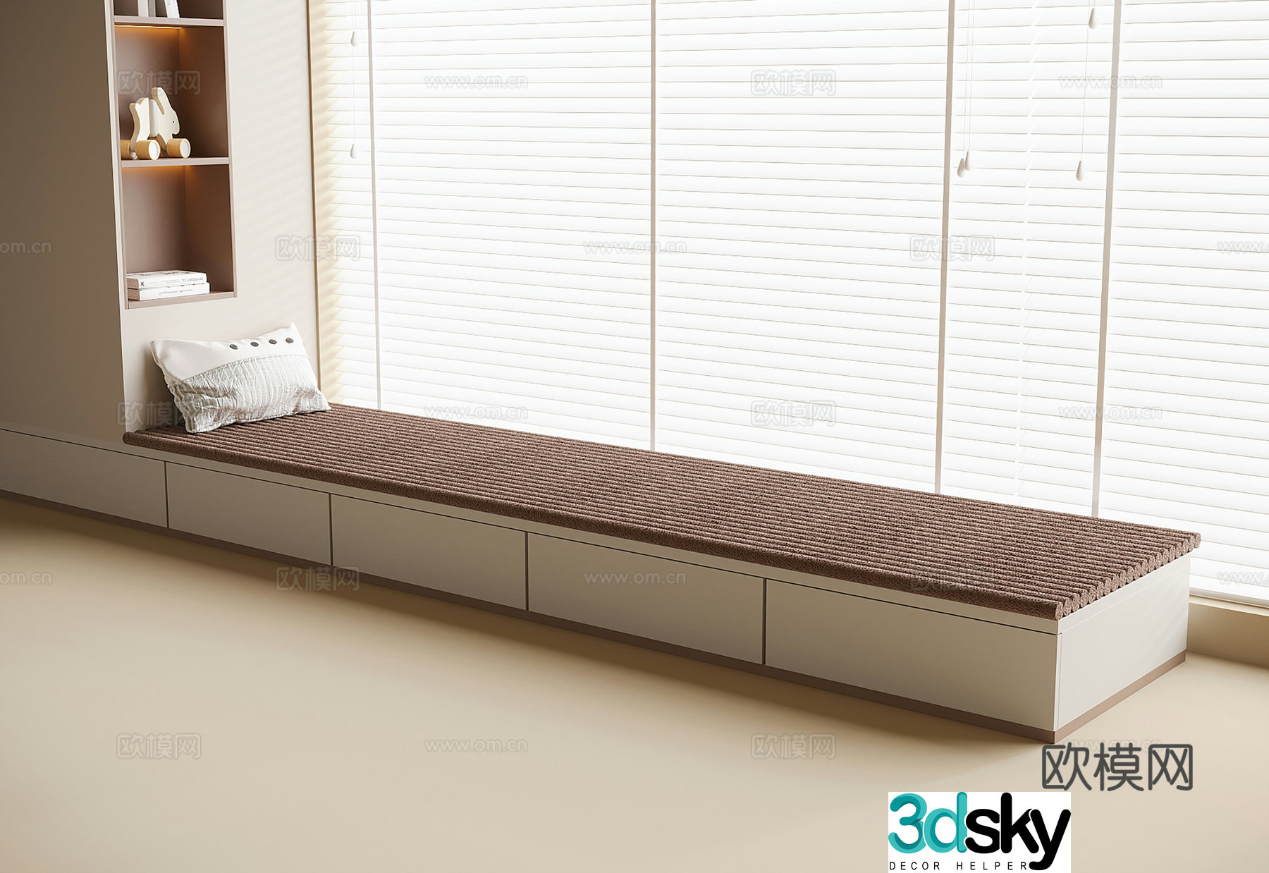 Modern bay window bay window cushion 3D model